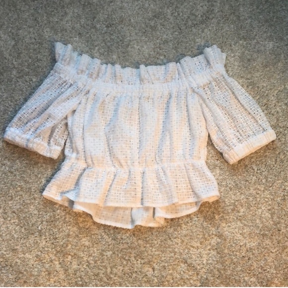 Express off the shoulder cropped top, ruffle eyelet lace, NWOT - Picture 6 of 9